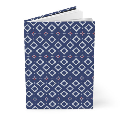 Indigo Love Notes Geometric Hardcover Journal with hand drawn artwork - Flourish Moon Studio