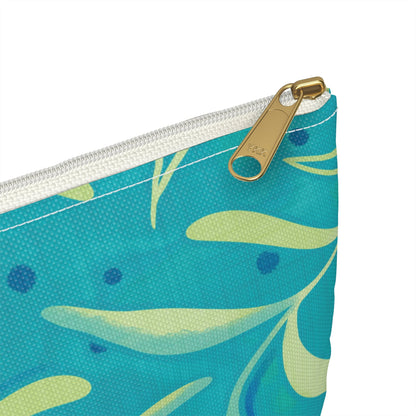 Marine Flourish Accessory Zipper Pouch with hand - drawn artwork - Flourish Moon Studio