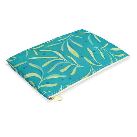 Marine Flourish Accessory Zipper Pouch with hand - drawn artwork - Flourish Moon Studio