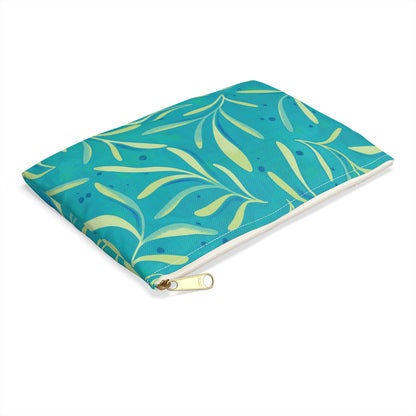 Marine Flourish Accessory Zipper Pouch with hand - drawn artwork - Flourish Moon Studio