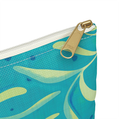 Marine Flourish Accessory Zipper Pouch with hand - drawn artwork - Flourish Moon Studio
