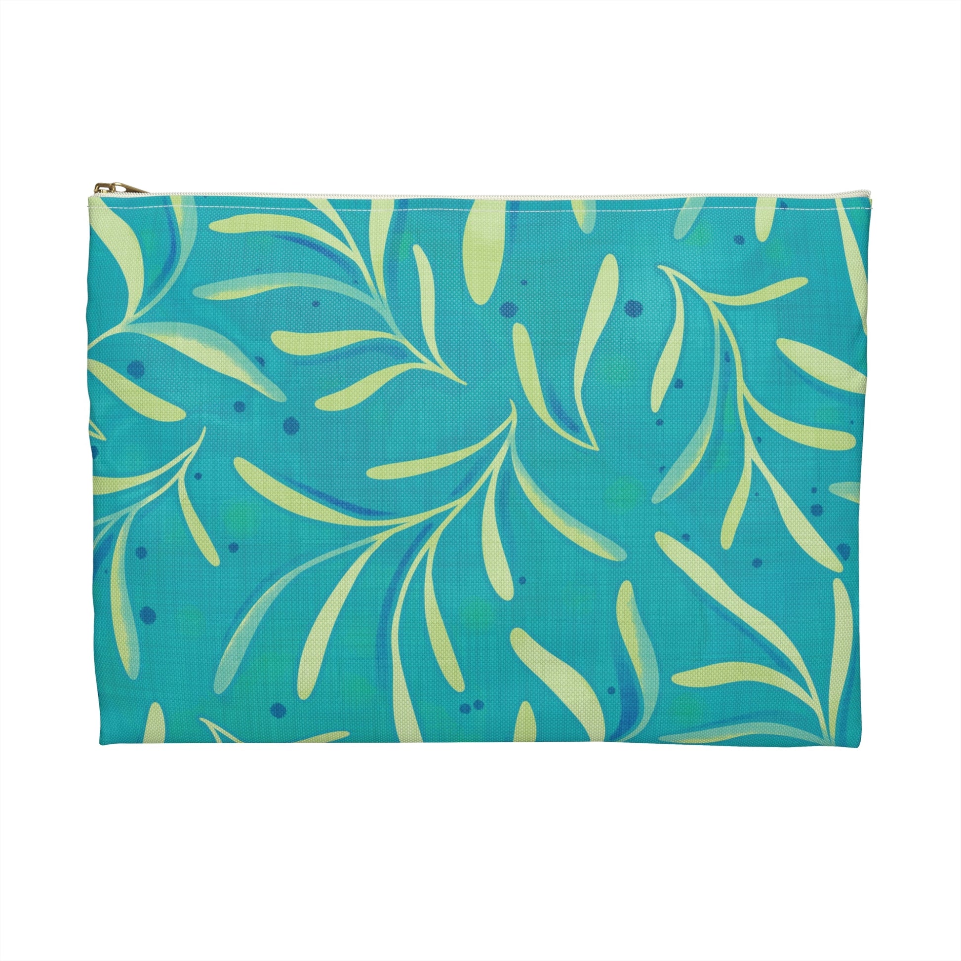 Marine Flourish Accessory Zipper Pouch with hand - drawn artwork - Flourish Moon Studio