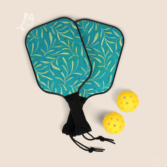 Marine Flourish Pickleball Paddles Set with hand drawn artwork - Flourish Moon Studio