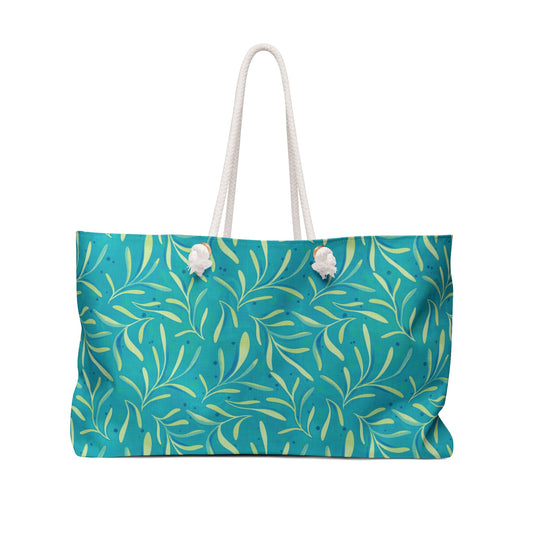 Marine Flourish Weekender Bag with hand - drawn artwork - Flourish Moon Studio