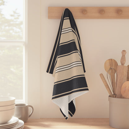 Mariner Stripes Microfiber Waffle Kitchen Towel with hand - drawn artwork - Flourish Moon Studio