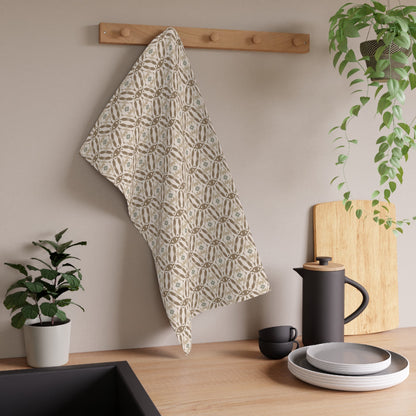 Meadow Crest Tea Towel with hand - drawn artwork - Flourish Moon Studio