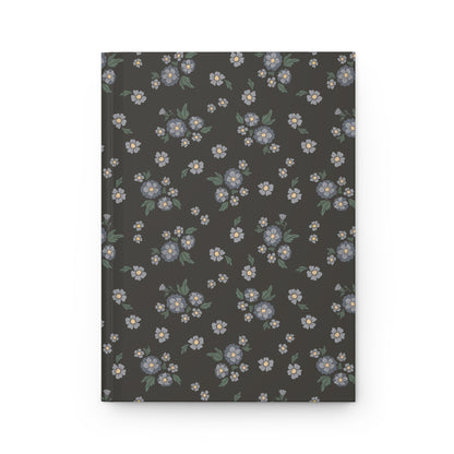 Meadow Heirloom Floral Denim Night Hardcover Journal with hand drawn artwork - Flourish Moon Studio