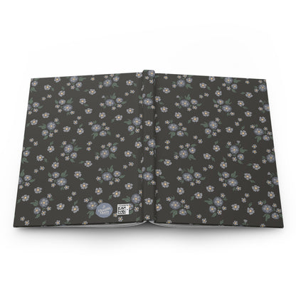 Meadow Heirloom Floral Denim Night Hardcover Journal with hand drawn artwork - Flourish Moon Studio