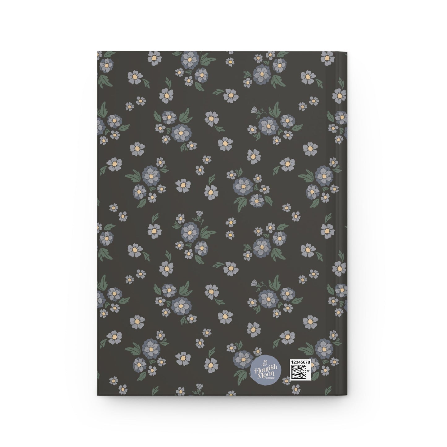 Meadow Heirloom Floral Denim Night Hardcover Journal with hand drawn artwork - Flourish Moon Studio