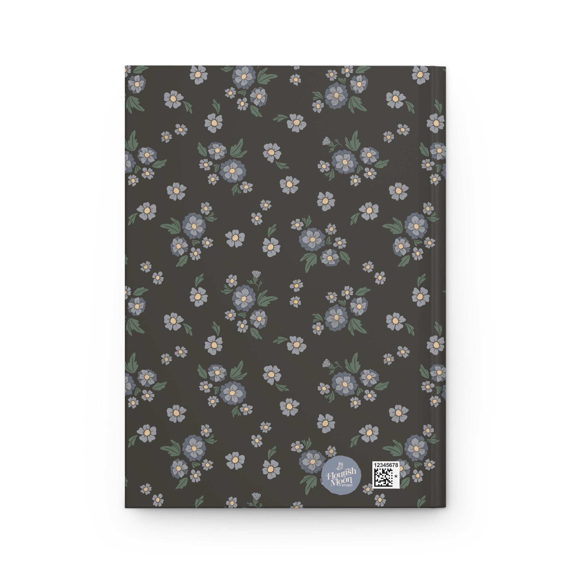 Meadow Heirloom Floral Denim Night Hardcover Journal with hand drawn artwork - Flourish Moon Studio