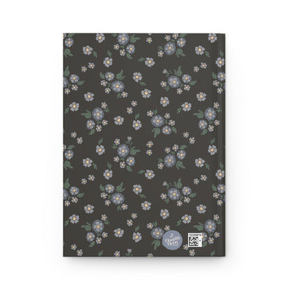 Meadow Heirloom Floral Denim Night Hardcover Journal with hand drawn artwork - Flourish Moon Studio