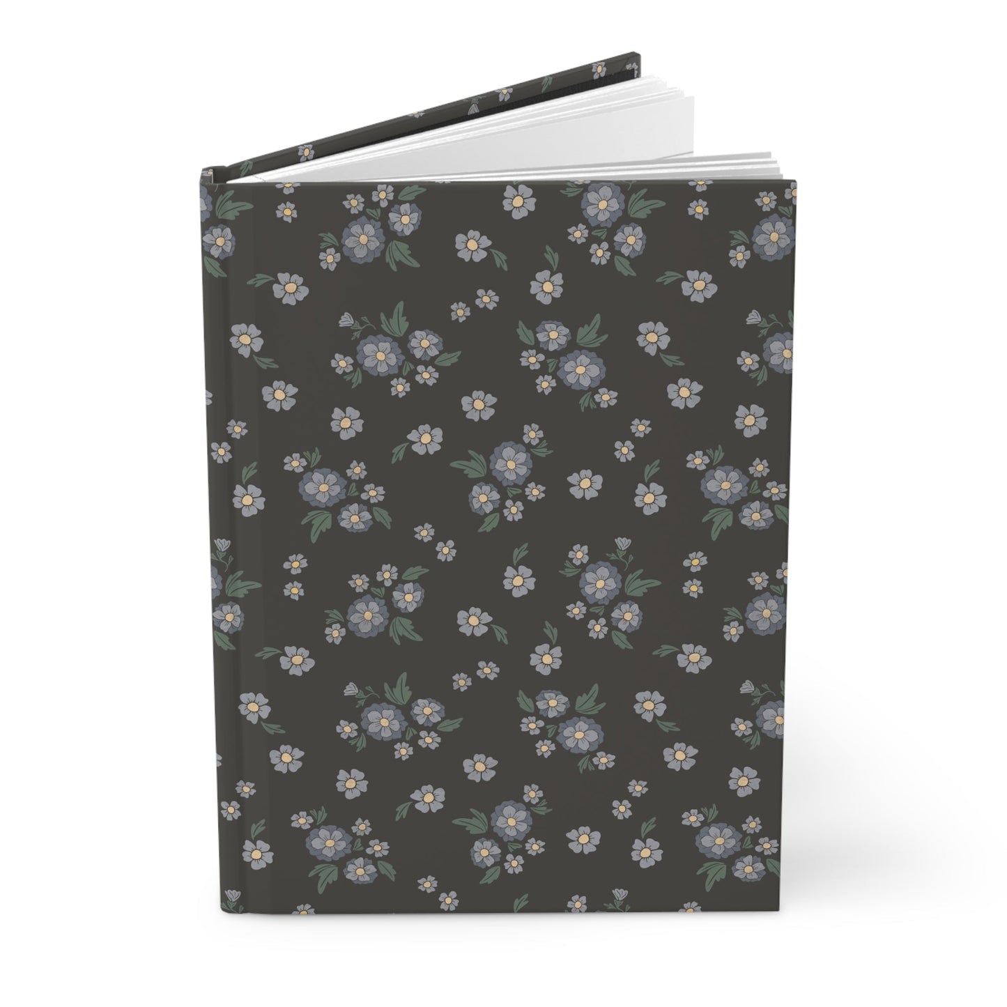 Meadow Heirloom Floral Denim Night Hardcover Journal with hand drawn artwork - Flourish Moon Studio