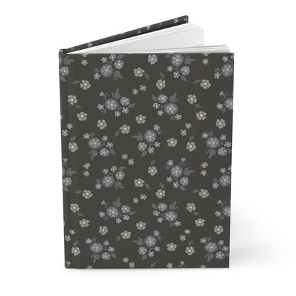 Meadow Heirloom Floral Denim Night Hardcover Journal with hand drawn artwork - Flourish Moon Studio