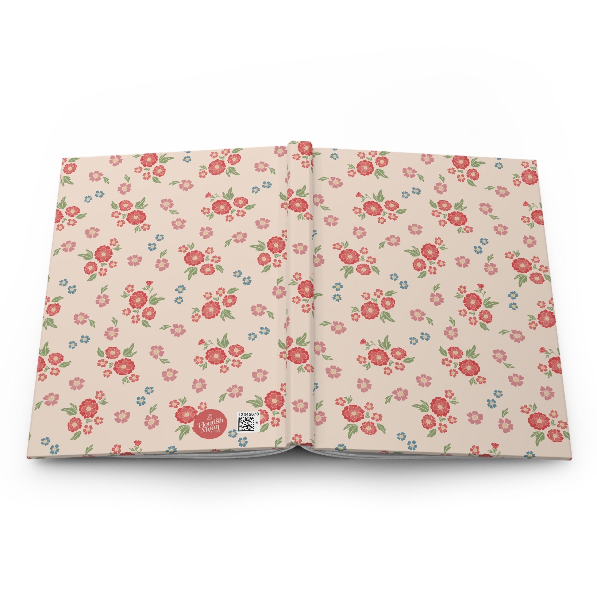 Meadow Heirloom Floral Spring Garden Hardcover Journal with hand drawn artwork - Flourish Moon Studio