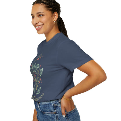 Meadowlace Butterflies Choose Kindness Garment - Dyed Tee with hand - drawn artwork - Flourish Moon Studio