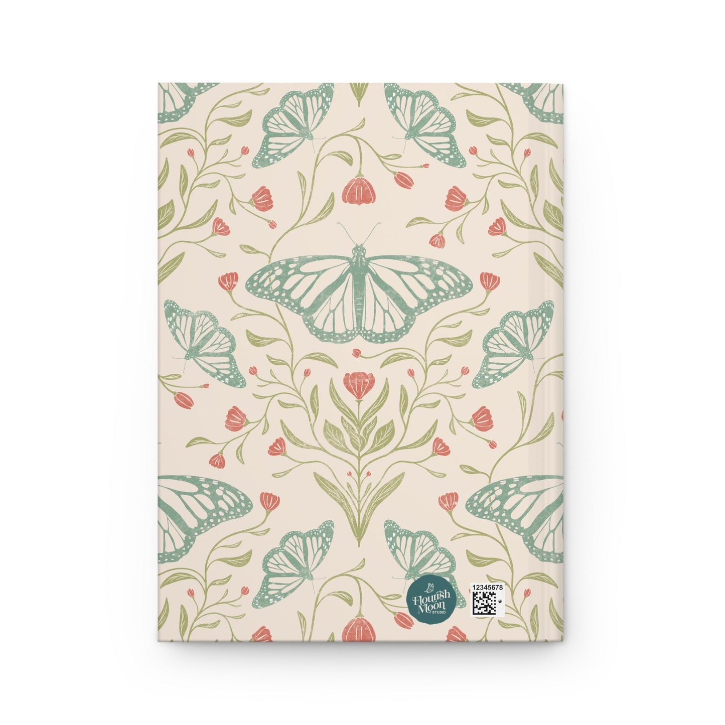 Meadowlace Butterflies Hardcover Journal with hand - drawn artwork - Flourish Moon Studio