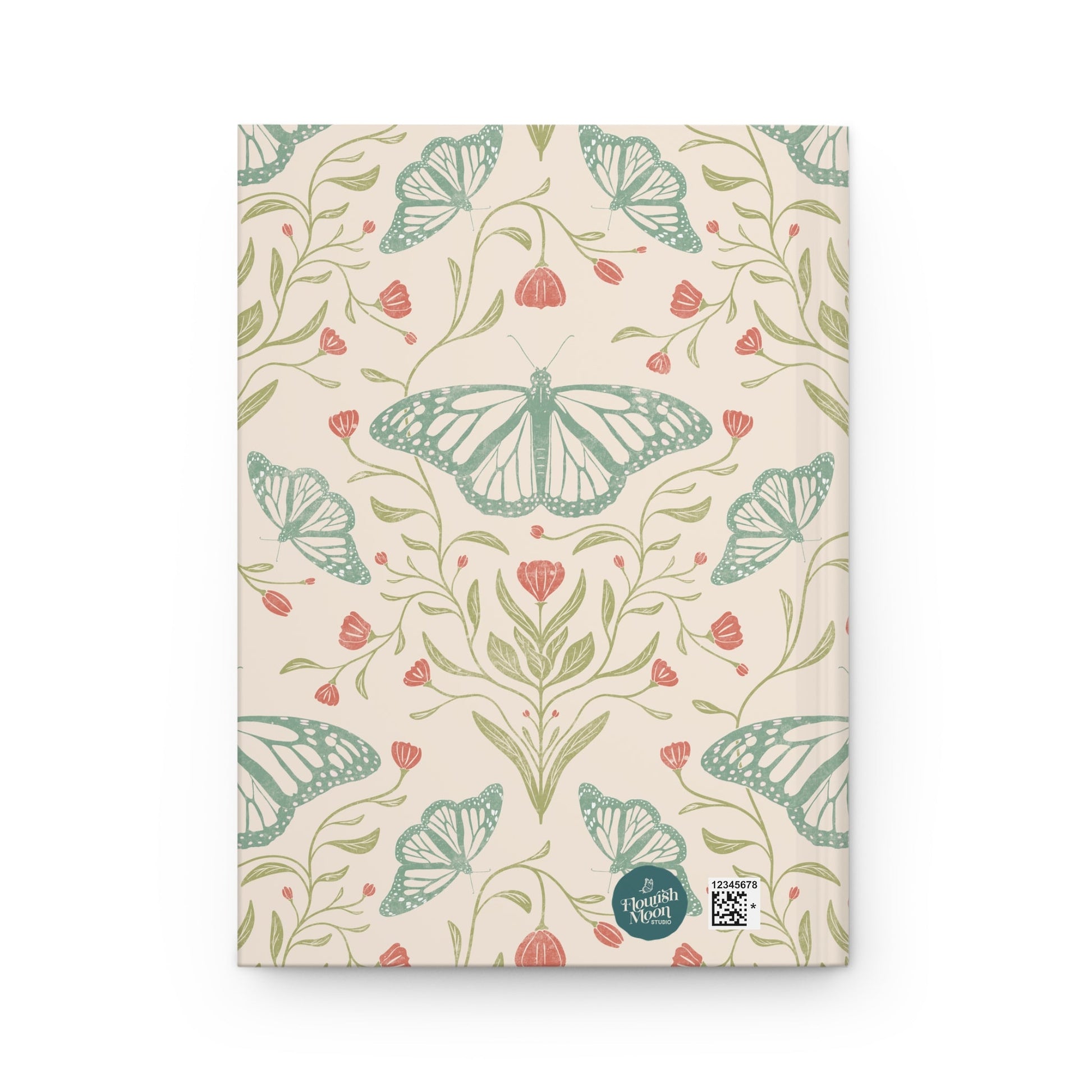 Meadowlace Butterflies Hardcover Journal with hand - drawn artwork - Flourish Moon Studio