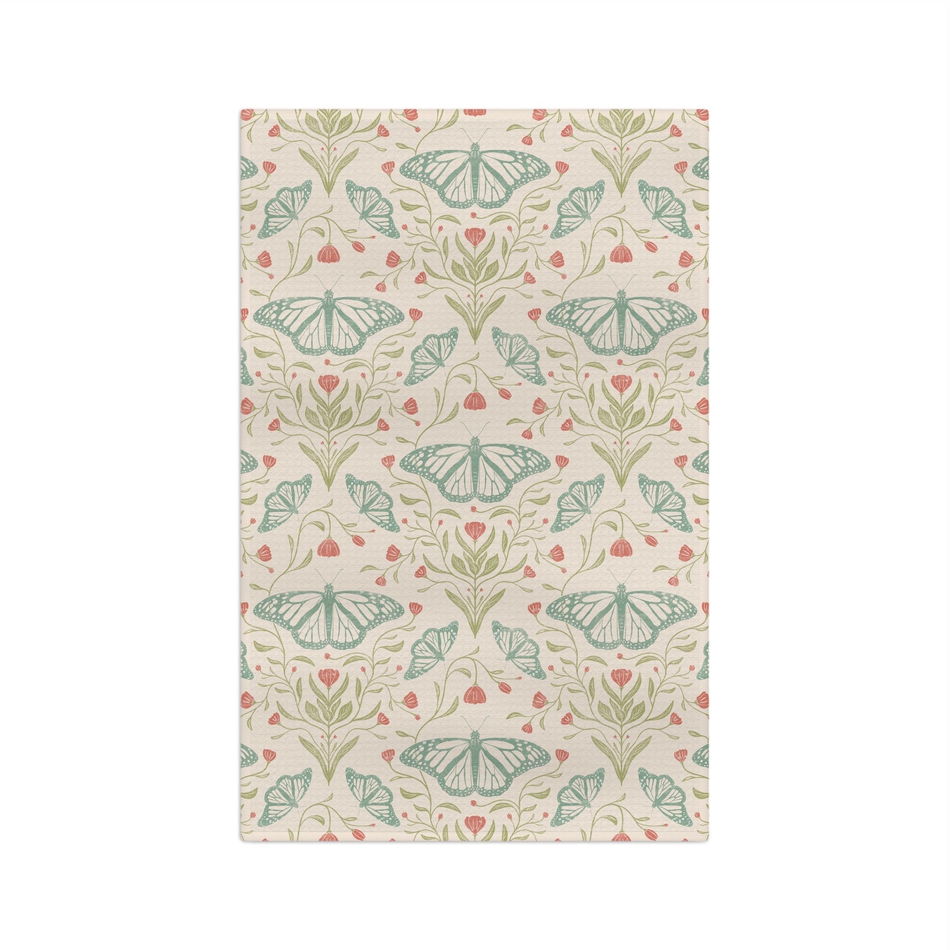 Meadowlace Butterflies Microfiber Waffle Kitchen Towel with hand - drawn artwork - Flourish Moon Studio