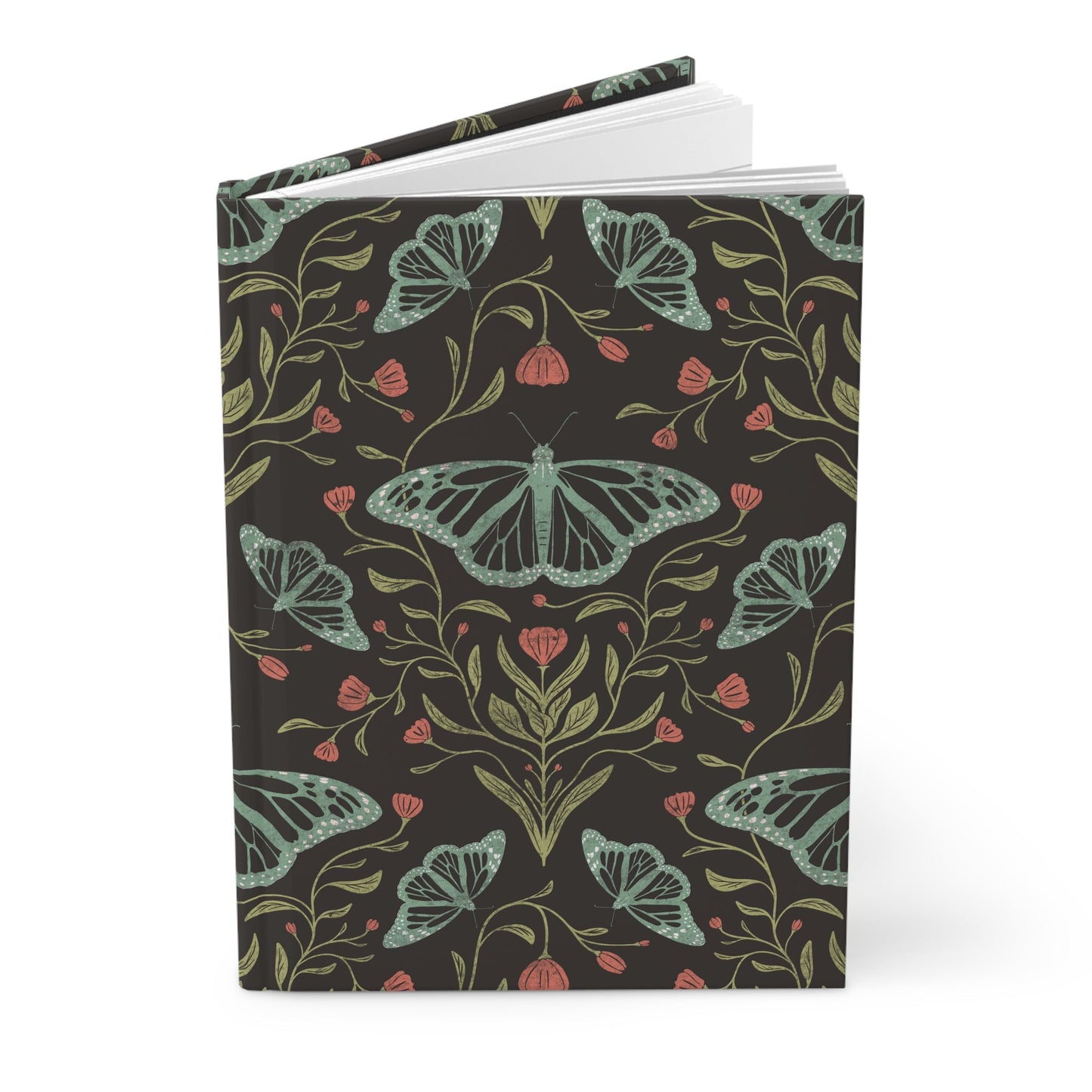 Meadowlace Butterflies Nightglow Hardcover Journal with hand - drawn artwork - Flourish Moon Studio