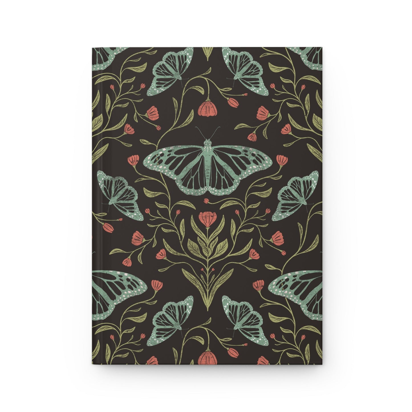 Meadowlace Butterflies Nightglow Hardcover Journal with hand - drawn artwork - Flourish Moon Studio