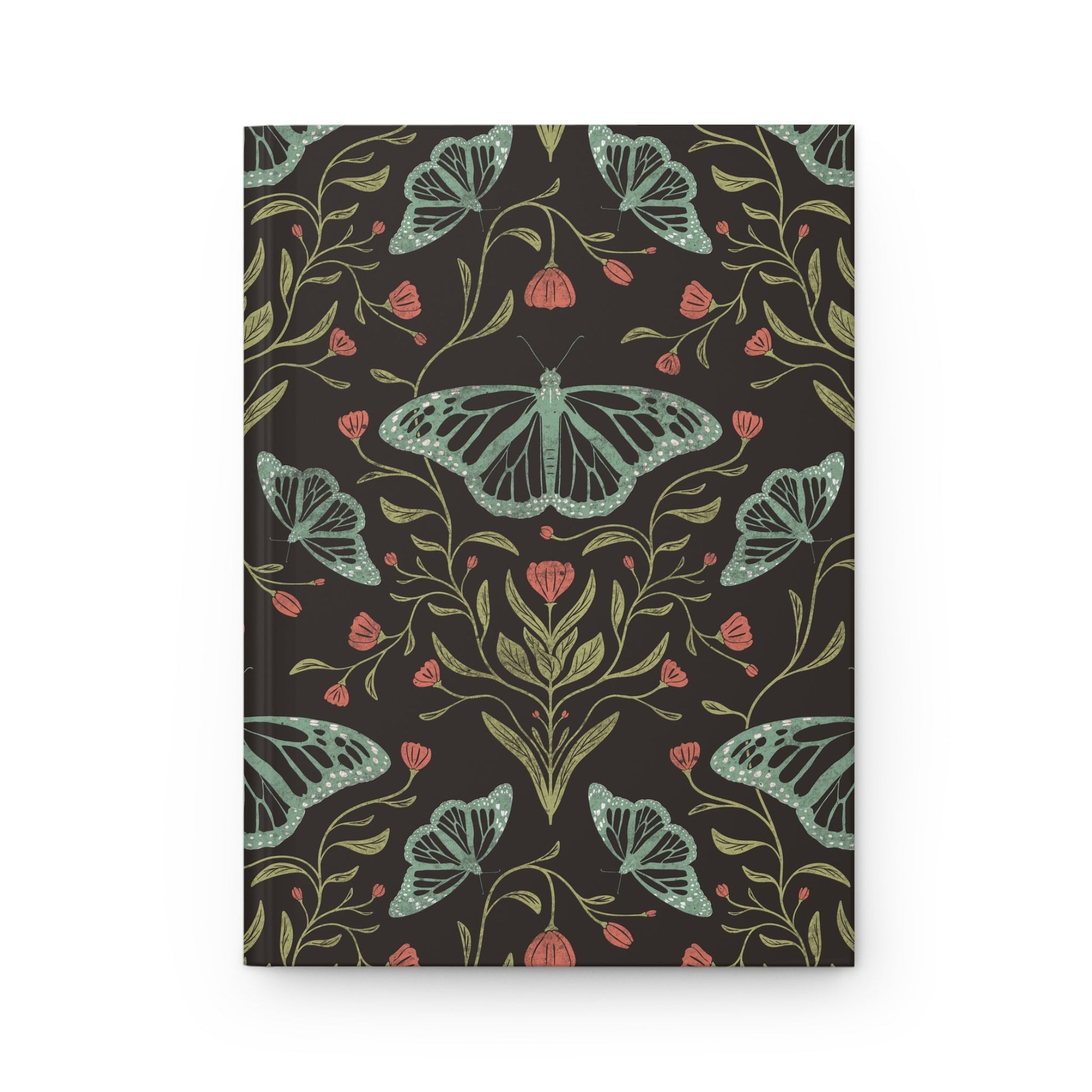 Meadowlace Butterflies Nightglow Hardcover Journal with hand - drawn artwork - Flourish Moon Studio