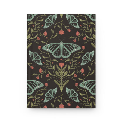 Meadowlace Butterflies Nightglow Hardcover Journal with hand - drawn artwork - Flourish Moon Studio