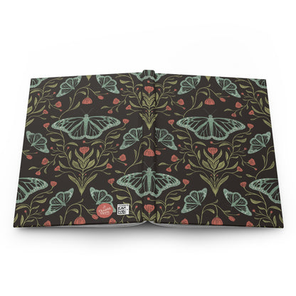 Meadowlace Butterflies Nightglow Hardcover Journal with hand - drawn artwork - Flourish Moon Studio