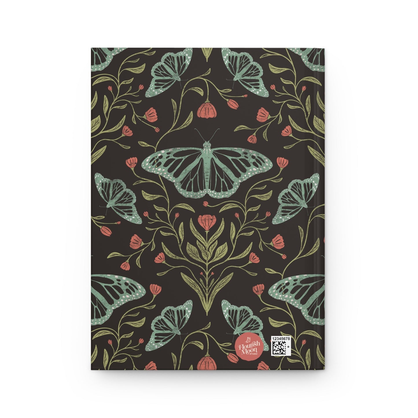 Meadowlace Butterflies Nightglow Hardcover Journal with hand - drawn artwork - Flourish Moon Studio