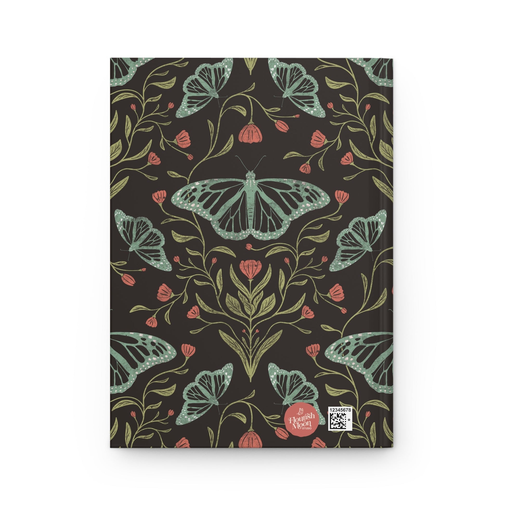 Meadowlace Butterflies Nightglow Hardcover Journal with hand - drawn artwork - Flourish Moon Studio