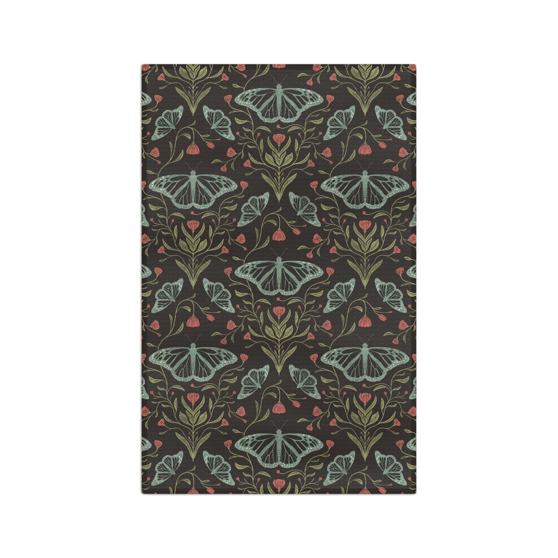 Meadowlace Butterflies Nightglow Microfiber Waffle Kitchen Towel with hand - drawn artwork - Flourish Moon Studio