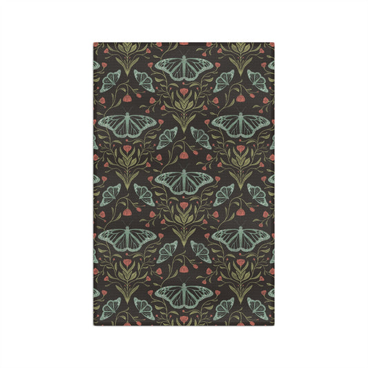 Meadowlace Butterflies Nightglow Microfiber Waffle Kitchen Towel with hand - drawn artwork - Flourish Moon Studio
