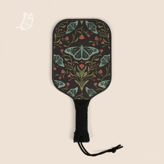Meadowlace Butterflies Nightglow Pickleball Paddles Set with hand drawn artwork - Flourish Moon Studio