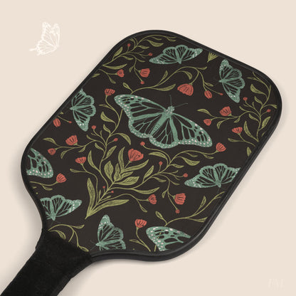 Meadowlace Butterflies Nightglow Pickleball Paddles Set with hand drawn artwork - Flourish Moon Studio