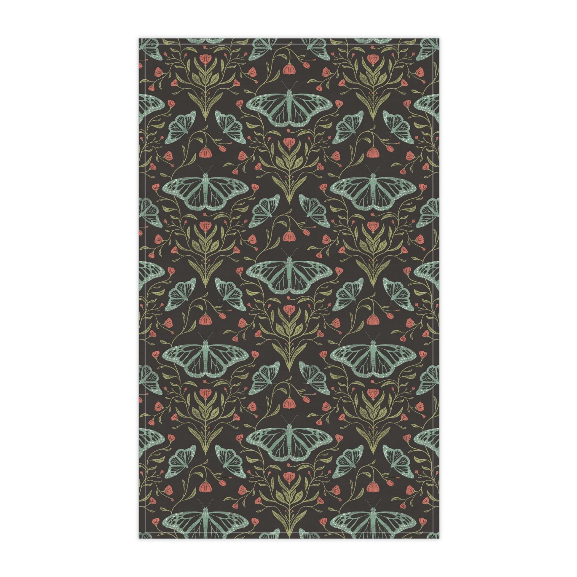 Meadowlace Butterflies Nightglow Tea Towel with hand - drawn artwork - Flourish Moon Studio