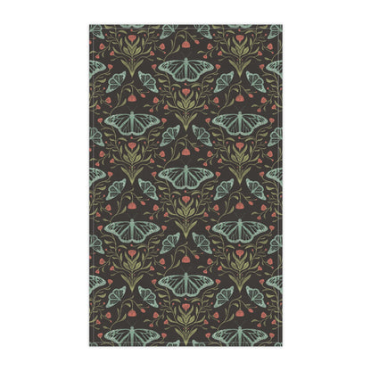 Meadowlace Butterflies Nightglow Tea Towel with hand - drawn artwork - Flourish Moon Studio
