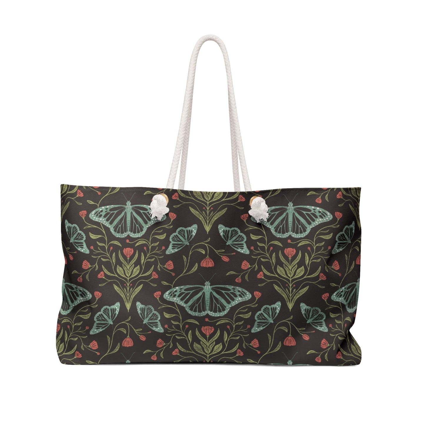 Meadowlace Butterflies Nightglow Weekender Bag with hand - drawn artwork - Flourish Moon Studio