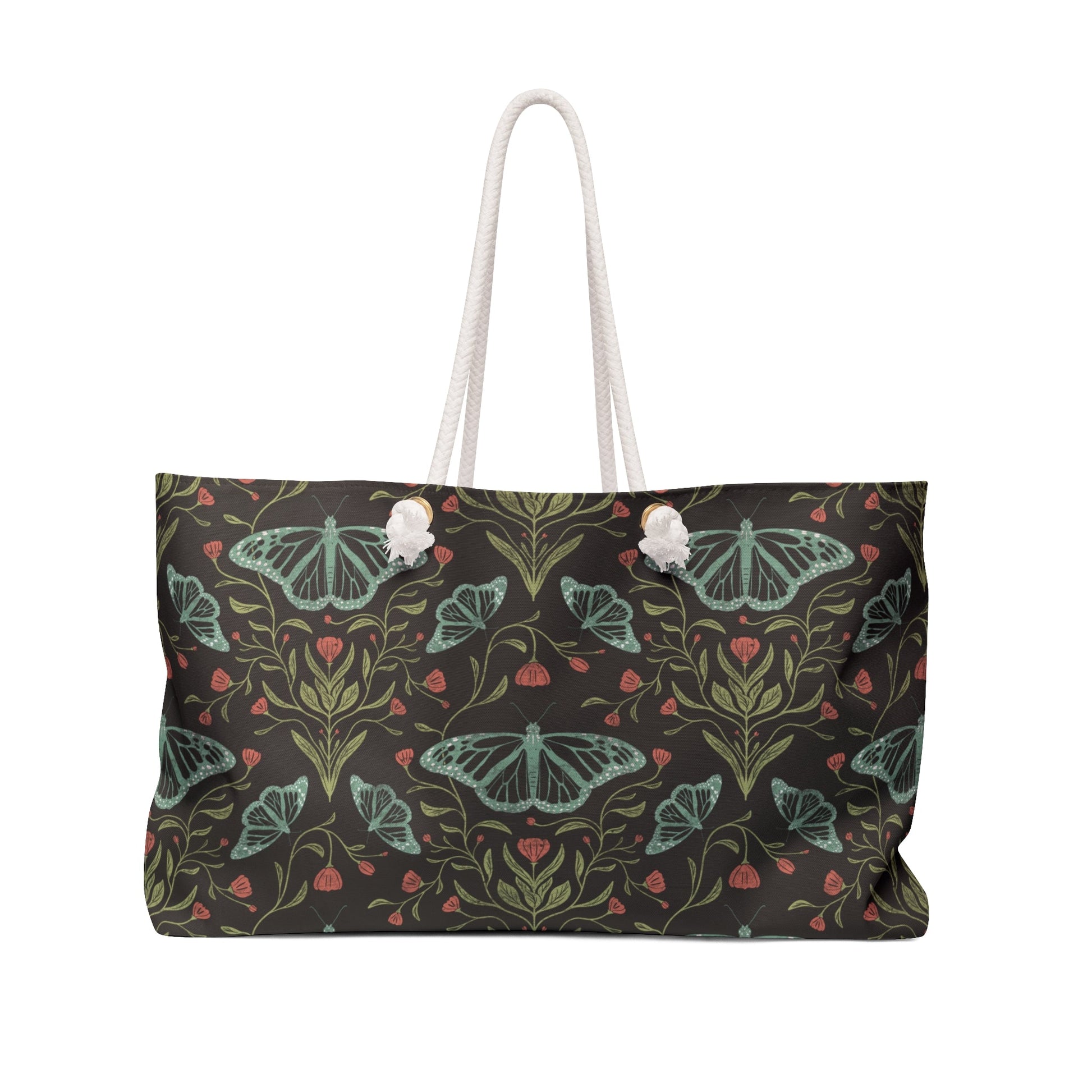 Meadowlace Butterflies Nightglow Weekender Bag with hand - drawn artwork - Flourish Moon Studio