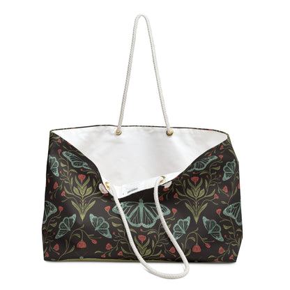 Meadowlace Butterflies Nightglow Weekender Bag with hand - drawn artwork - Flourish Moon Studio