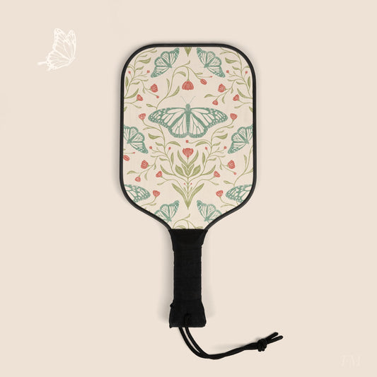 Meadowlace Butterflies Pickleball Paddles Set with hand drawn artwork - Flourish Moon Studio