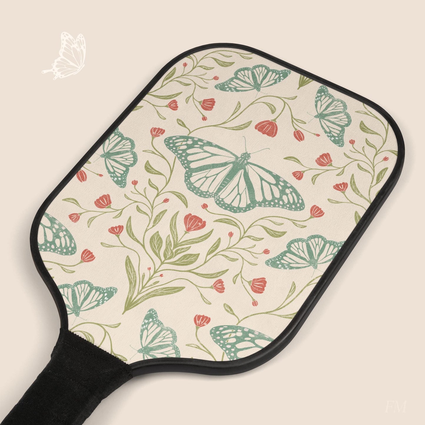 Meadowlace Butterflies Pickleball Paddles Set with hand drawn artwork - Flourish Moon Studio