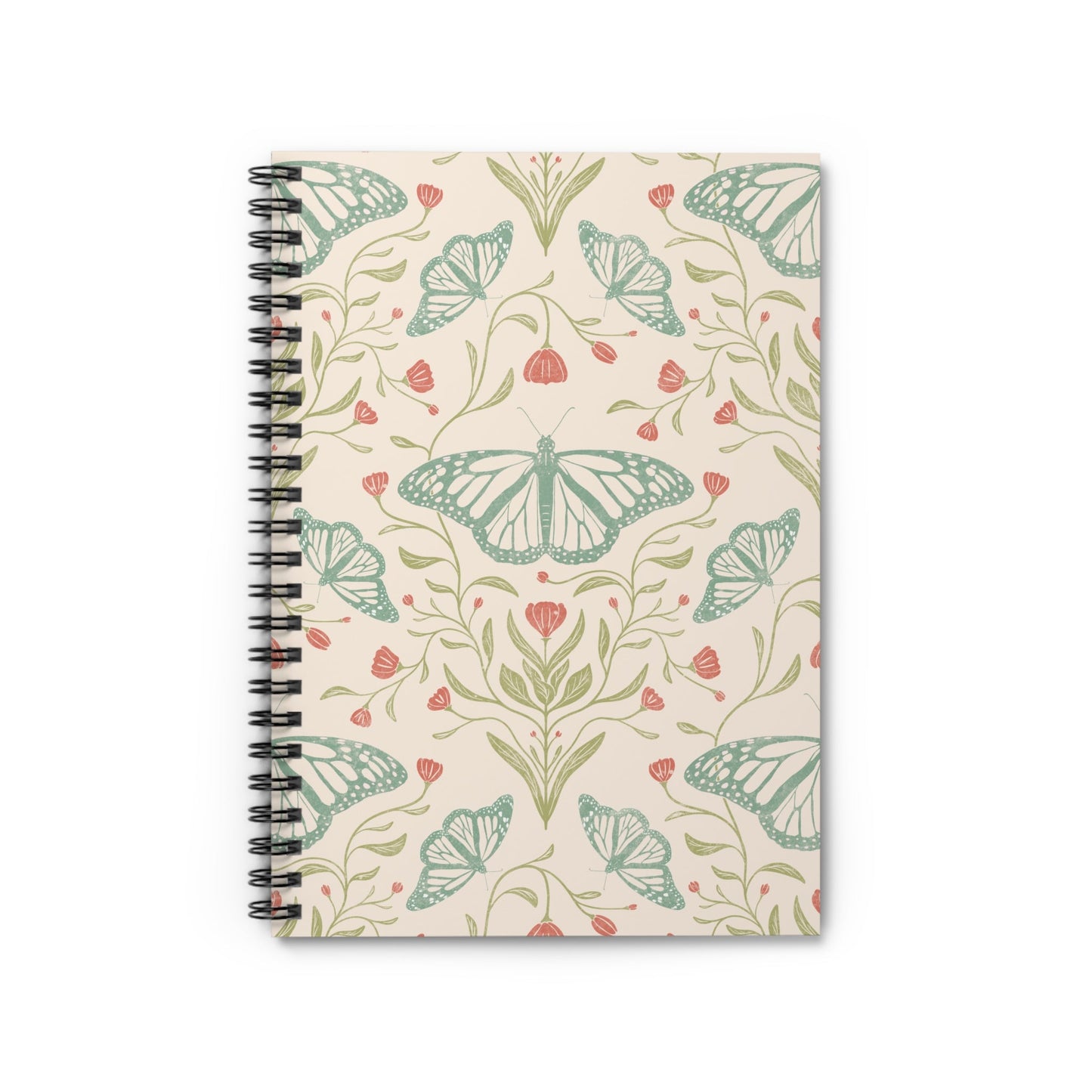 Meadowlace Butterflies Spiral Notebook with hand - drawn artwork - Flourish Moon Studio