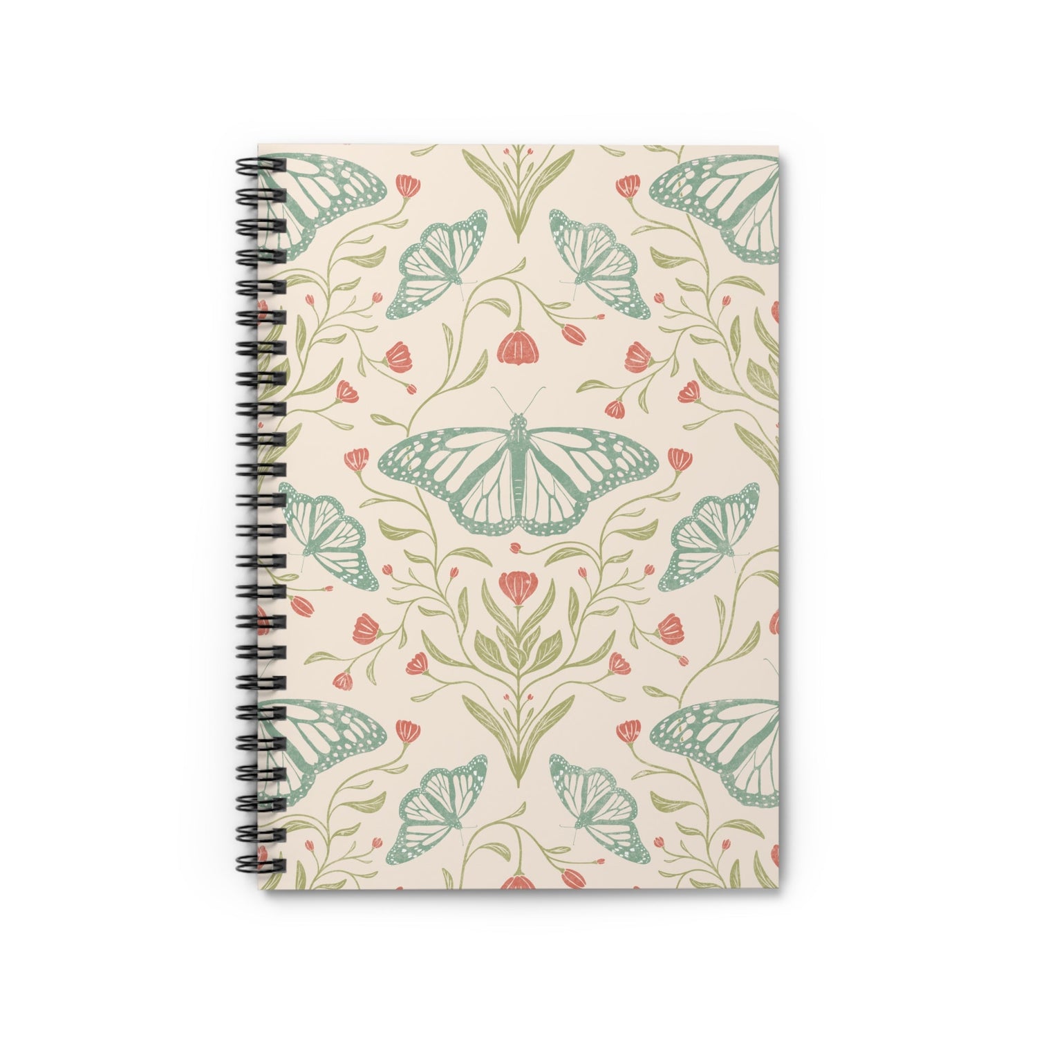 Meadowlace Butterflies Spiral Notebook with hand - drawn artwork - Flourish Moon Studio