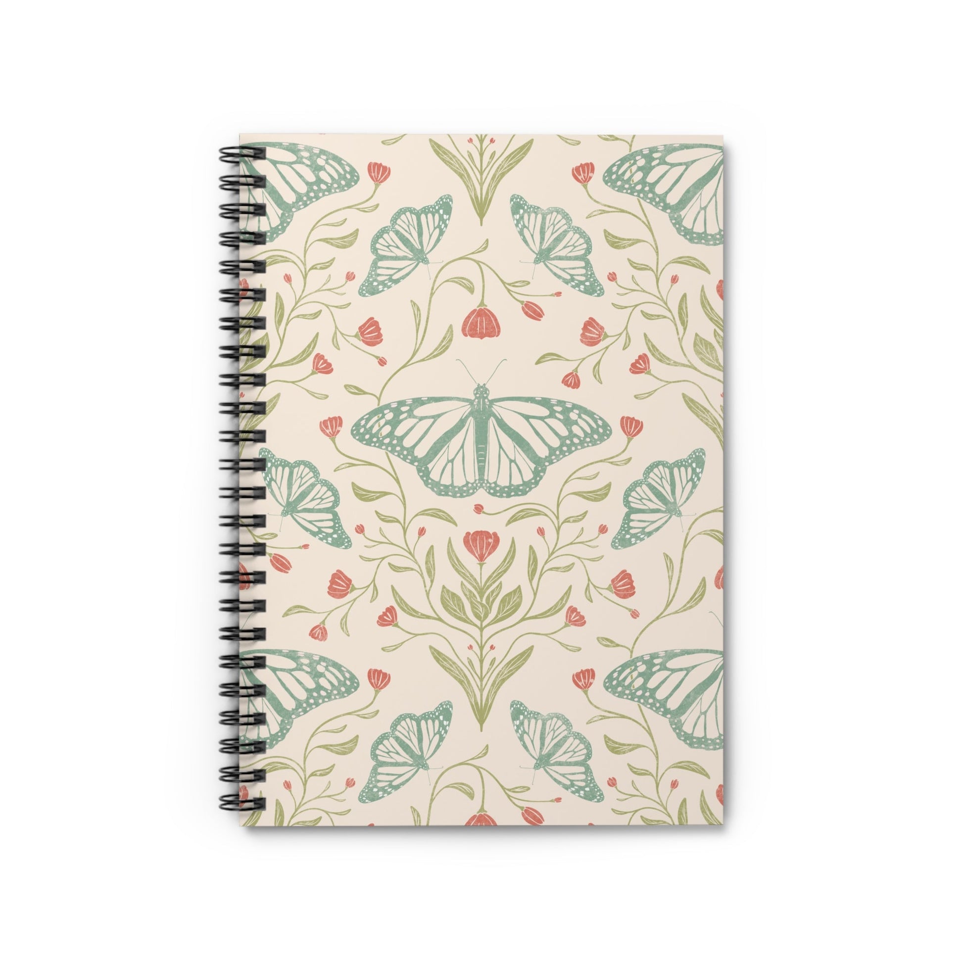 Meadowlace Butterflies Spiral Notebook with hand - drawn artwork - Flourish Moon Studio