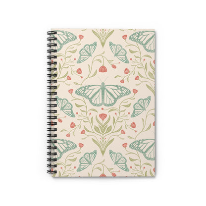 Meadowlace Butterflies Spiral Notebook with hand - drawn artwork - Flourish Moon Studio