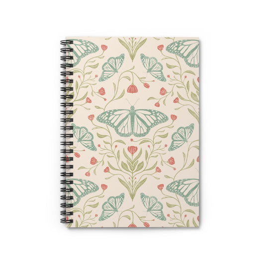 Meadowlace Butterflies Spiral Notebook with hand - drawn artwork - Flourish Moon Studio