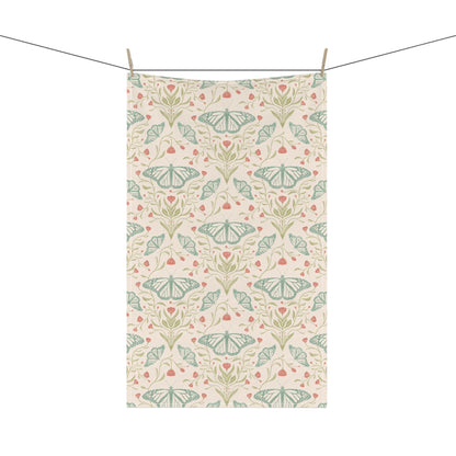 Meadowlace Butterflies Tea Towel with hand - drawn artwork - Flourish Moon Studio