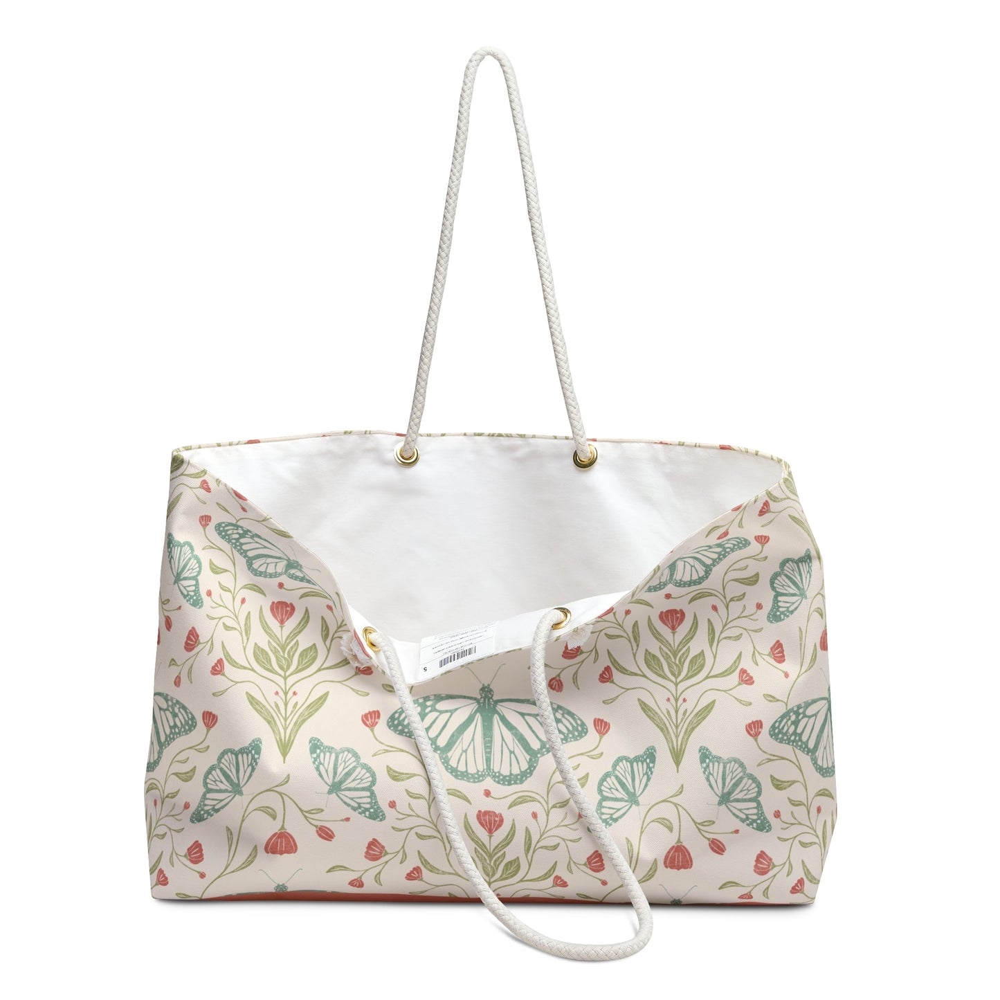 Meadowlace Butterflies Weekender Bag with hand - drawn artwork - Flourish Moon Studio