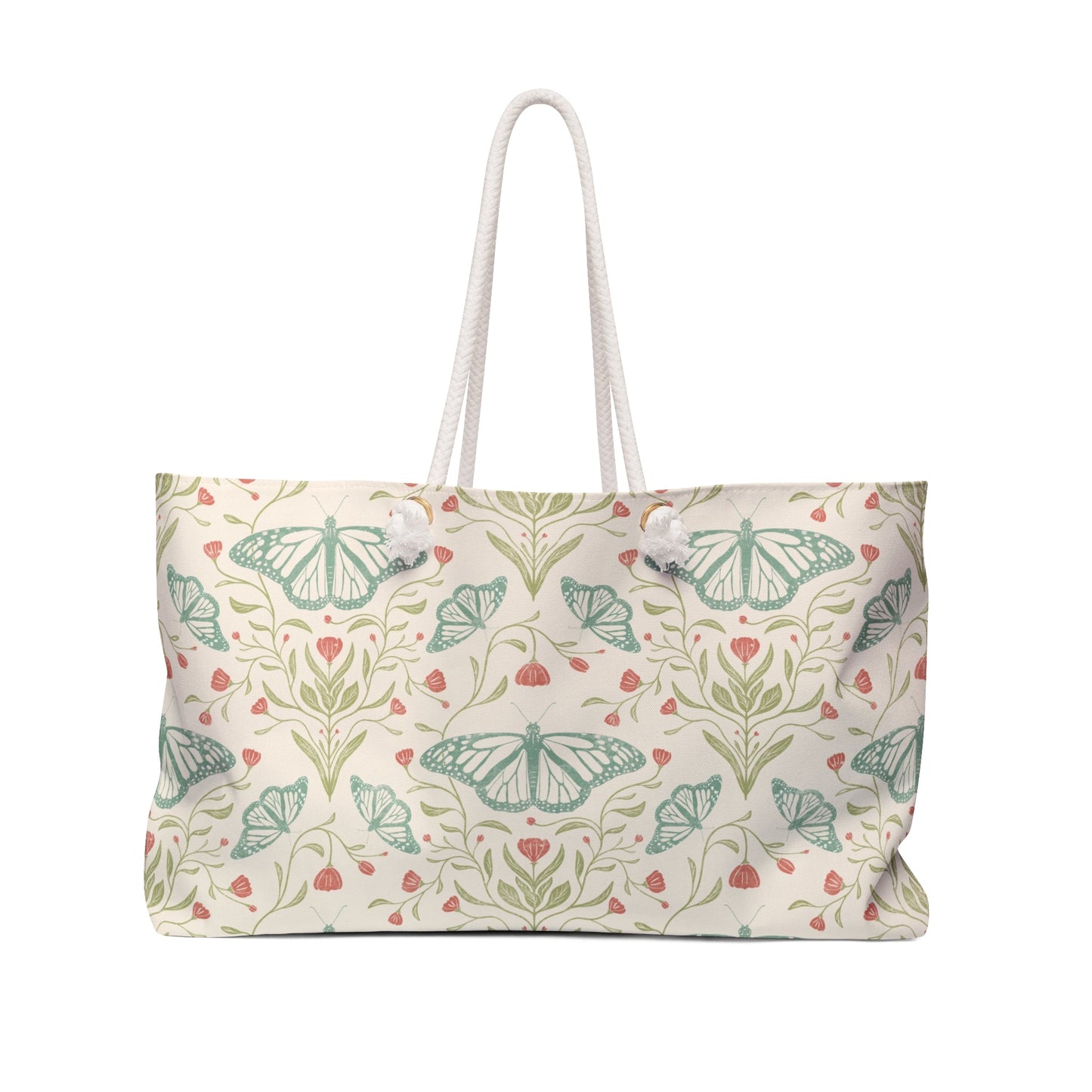 Meadowlace Butterflies Weekender Bag with hand - drawn artwork - Flourish Moon Studio