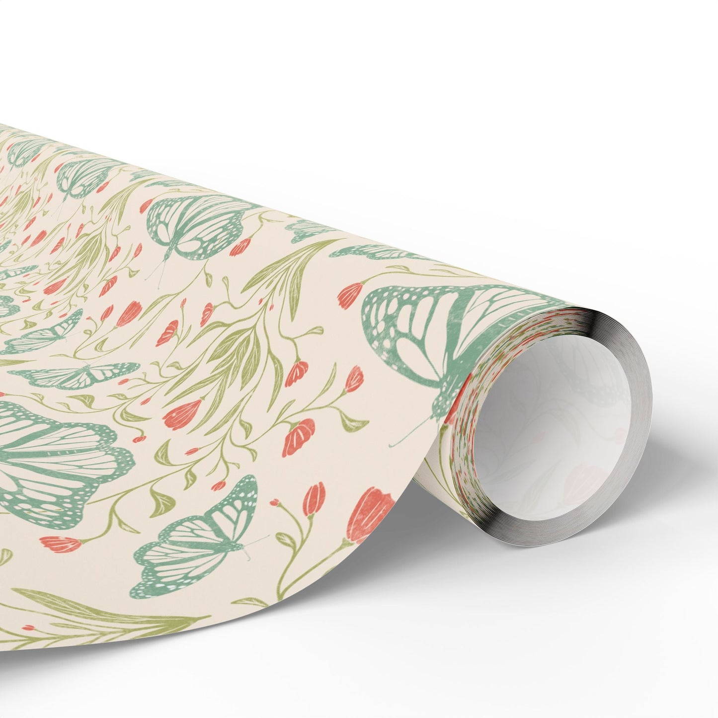Meadowlace Butterflies Wrapping Paper with hand - drawn artwork - Flourish Moon Studio