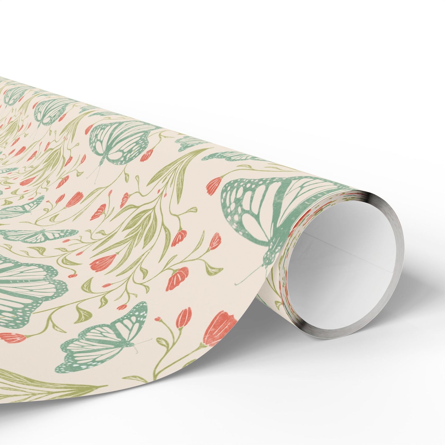 Meadowlace Butterflies Wrapping Paper with hand - drawn artwork - Flourish Moon Studio